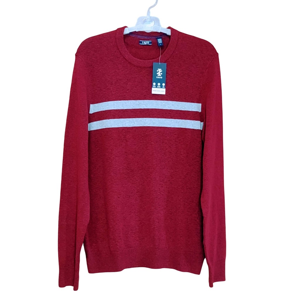 IZOD Mens Premium Essentials Velvet Maroon Heather Sweater Crew Neck Long Sleeve